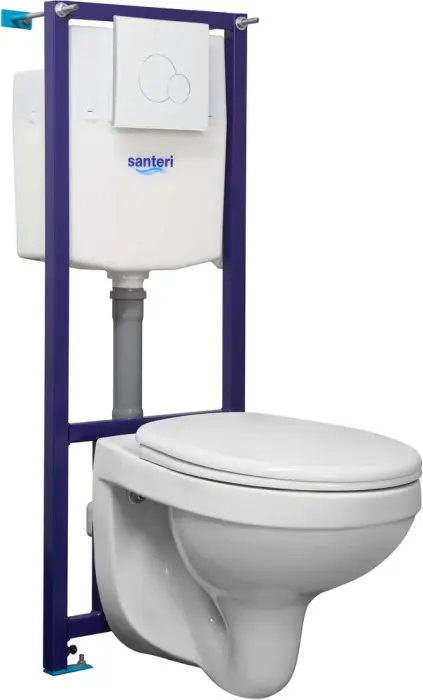 ПЭК Santeri Альфа комфорт, комплект инсталляции с унитазом с сиденьем Микролифт, белая кнопка смыва (1.3816.4.S00.00B.2)