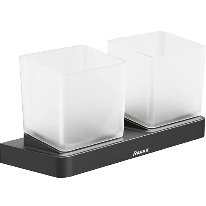 Стакан для зубных щеток Ravak 10° двойной, черный матовый (X07P558)