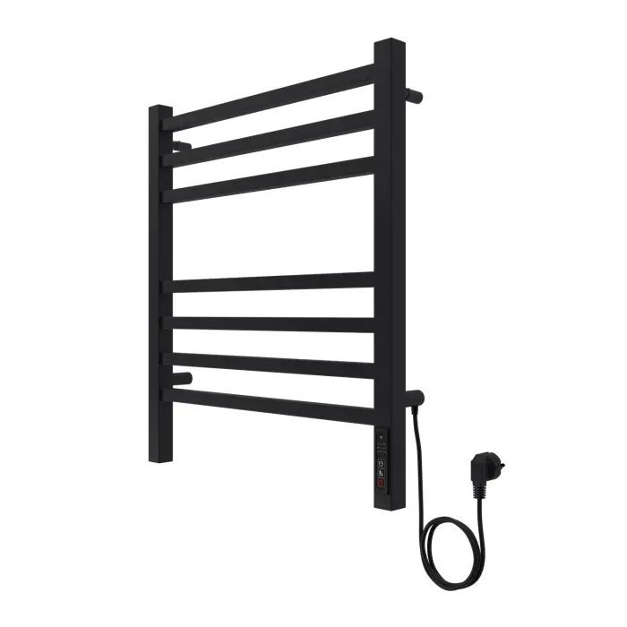 Полотенцесушитель электрический AZARIO ANCONA 500/600 квадрат, 7 секций, диммер справа, черный (AZ71856B)