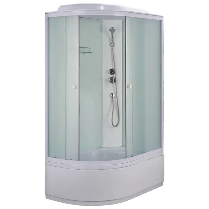 Душевая кабина Loranto 1180x780x2150 правосторонняя, белое заднее стекло, поддон 40 см, матовое стекло 4 мм, профиль белый (CS-887EDTM/W-120)
