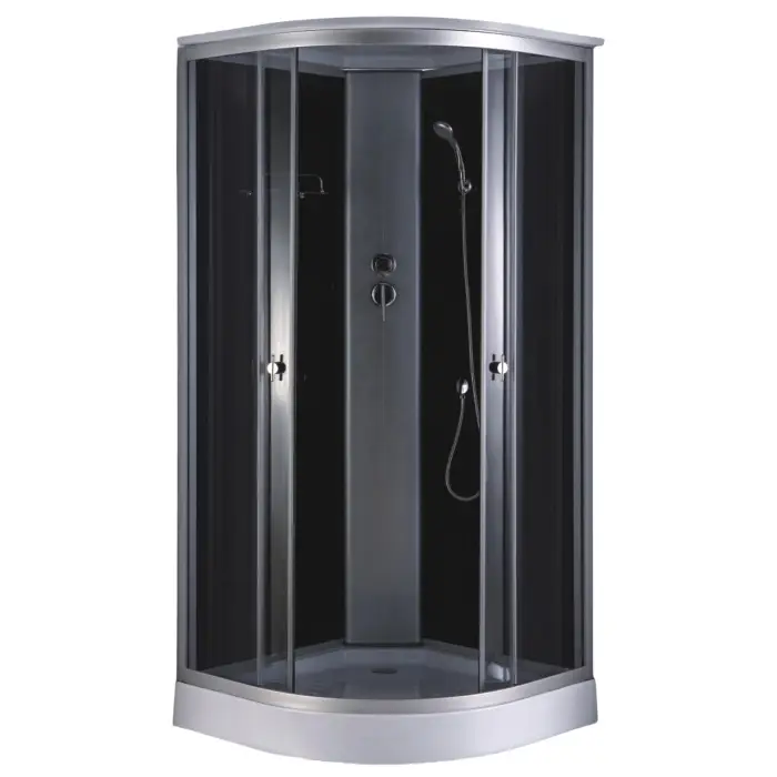 Душевая кабина Loranto 880х880х2150 черное заднее стекло, поддон 14 см, тонированное стекло 4 мм, профиль хром матовый (CS-881EA13TM/B-90)