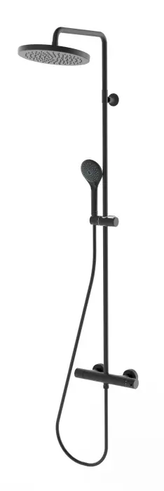 Душевая стойка Bossini ELIOS с термостатическим смесителем, верхний душ Ø250 мм., ручной душ с 3 режимами, цвет: черный матовый (L10172.073)