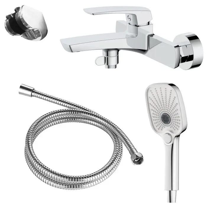 Смеситель для ванны Azario Conda с ручным душем, керамический картридж, шланг 150 см, хром (AZ-K3011)