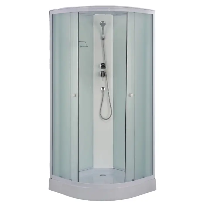 Душевая кабина Loranto 980х980х2150 белое заднее стекло, поддон 14 см, матовое стекло 4 мм, профиль белый (CS-881ED13TM/W-100)