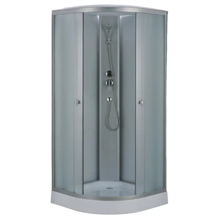 Душевая кабина Loranto 900х900х2150 белое заднее стекло, поддон 14 см, матовое стекло 4 мм, профиль хром матовый (CS-981TM/W-90)