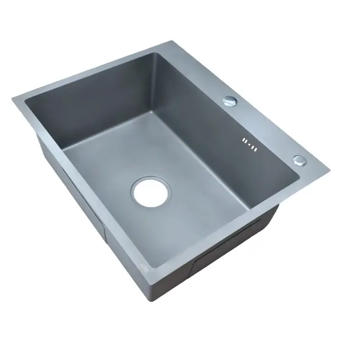 Кухонная мойка AZARIO NICOLE 600х500х220 нержавеющая сталь, в комплекте сифон, диспенсер, коландер, серая соты (AZG6050H)