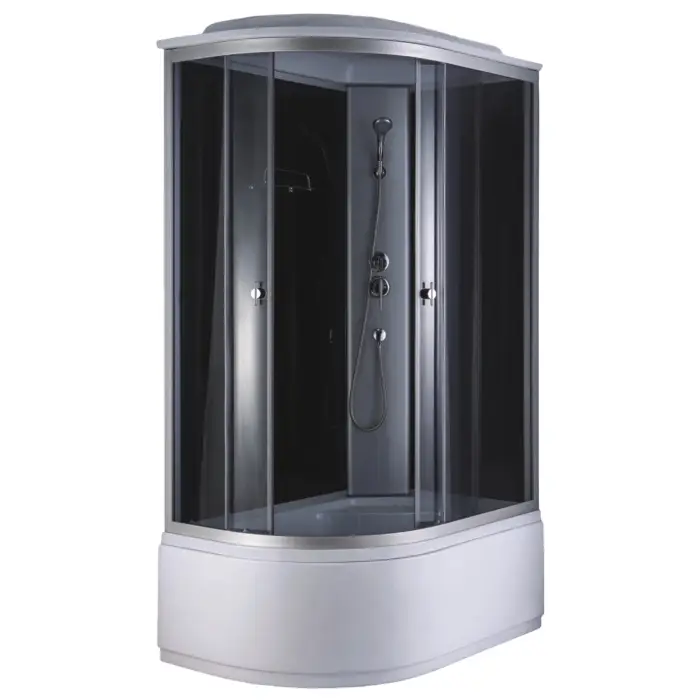 Душевая кабина Loranto 1180x780x2150 правосторонняя, черное заднее стекло, поддон 40 см, тонированное стекло 4 мм, профиль хром матовый (CS-887EATM/B-120)