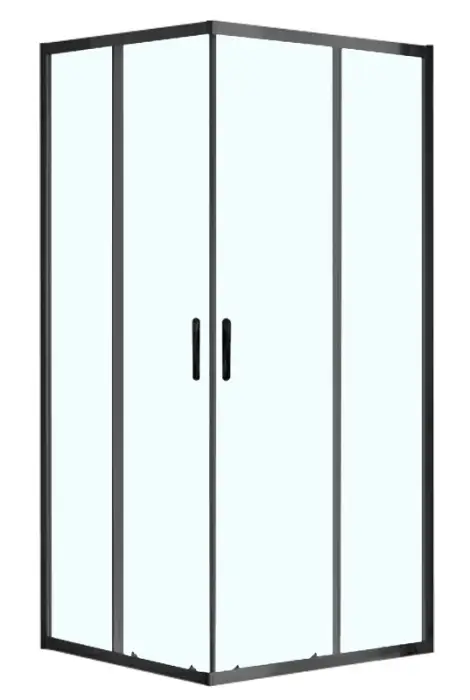 Душевое ограждение AZARIO 1000х1000х2000, БЕЗ ПОДДОНА, прозрачное стекло 6 мм, цвет профиля черный (AZ-ND1142 1000 Black)