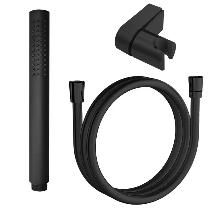 Душевой набор Azario: душевая лейка + держатель для лейки + ПВХ шланг для душа 1,2м, черный матовый (CS00088966)