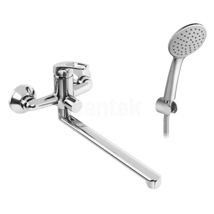 Смесительдля ванны Santek Баус длинный излив, с ручным душем, керамический картридж, хром (WH5A12010C001)