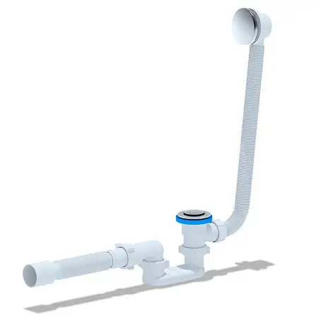 Слив-перелив АНИ Пласт для ванны 1/2"х40, плоский, выпуск клик-клак с сеткой (EC055S)