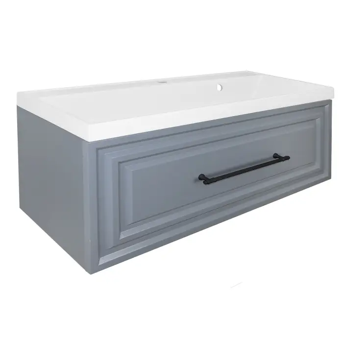 Комплект Тумба Azario LAURA 100 1000х450х455 подвесная, с раковиной CLASSIK 100, серый матовый, фурнитура черная (CS00104005)