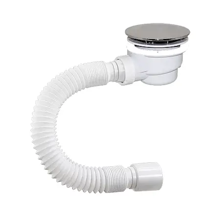 Сифон для душевого поддона ОРИО 1 1/2 х 90, H 65 мм, с гибкой трубой 40-50 (ДХ-912)