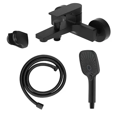 Смеситель для ванны Azario Arida керамический картридж, с ручным душем, шланг 150 см, черный матовый (AZ-K3054B)