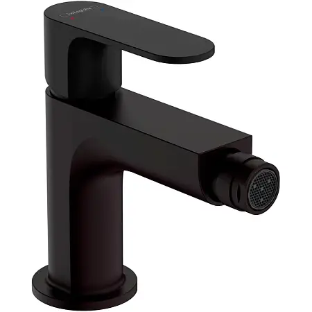 Смеситель для биде Hansgrohe Rebris S со сливным гарнитуром, керамический картридж, черный матовый (72210670)