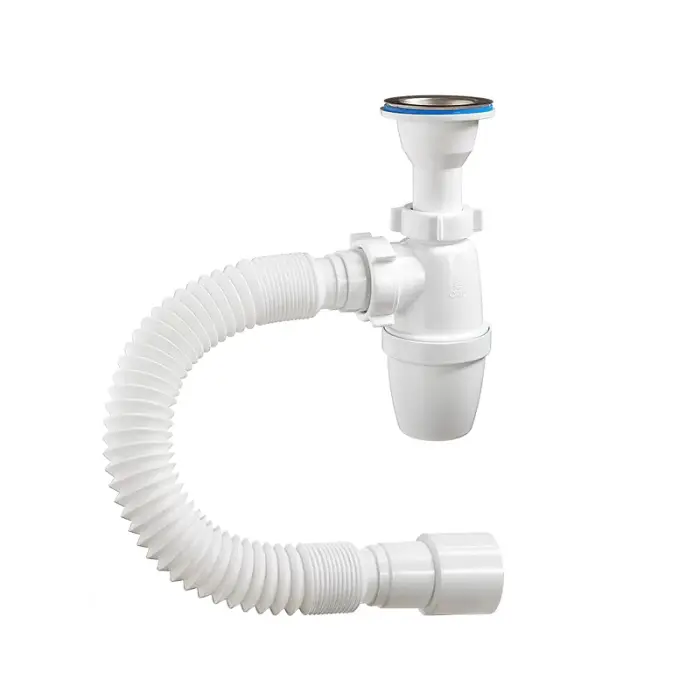 Сифон бутылочный ОРИО малый корпус с литым выпуском 1 1/2 х 40, с гибкой трубой 40-40/50 (А-32019)