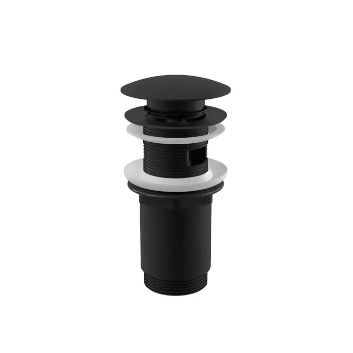 Alcadrain A392BLACK Донный клапан сифона для умывальника CLICK/CLACK 5/4", цельнометаллический с переливом и большой черной заглушкой
