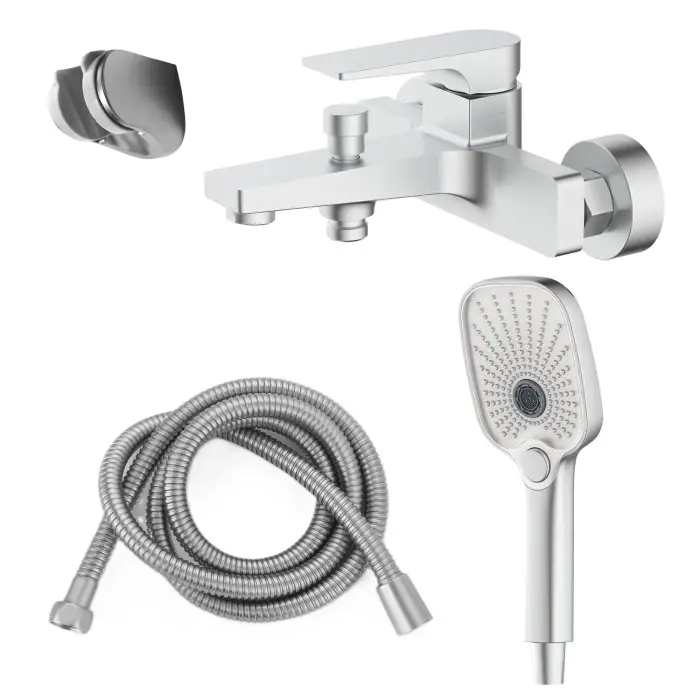 Смеситель для ванны Azario Arida керамический картридж, с ручным душем, шланг 150 см, сатин (AZ-K3054BN)