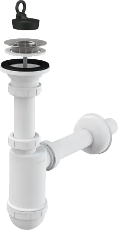 Сифон для раковины Alcadrain 32 мм, с нержавеющей peшeткой 63 мм (A411)