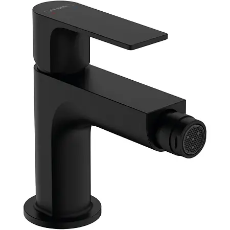 Смеситель для биде Hansgrohe Rebris E со сливным гарнитуром, керамический картридж, черный матовый (72211670)