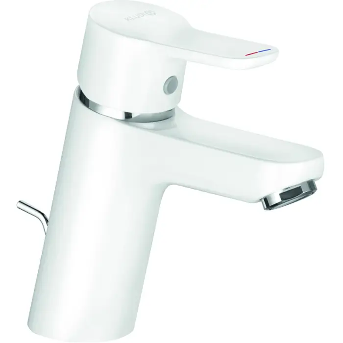 Смеситель для раковины KLUDI PURE&EASY 70 однорычажный, c донным клапаном, белый (373829165)