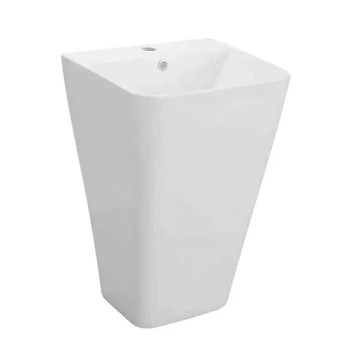 Раковина напольная AZARIO Фретта Скваер 440х380х835 отдельностоящая, прямоугольная, белый глянцевый (AZ-302)
