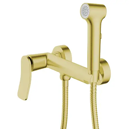 Гигиенический душ Azario Escaro со смесителем, керамический картридж, шланг 150 см, золото матовое (AZ-K2574MG)