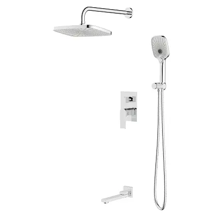 Душевая система Azario Arida скрытый монтаж, с изливом, керамический картридж, шланг 150 см, хром (AZ-K7354)