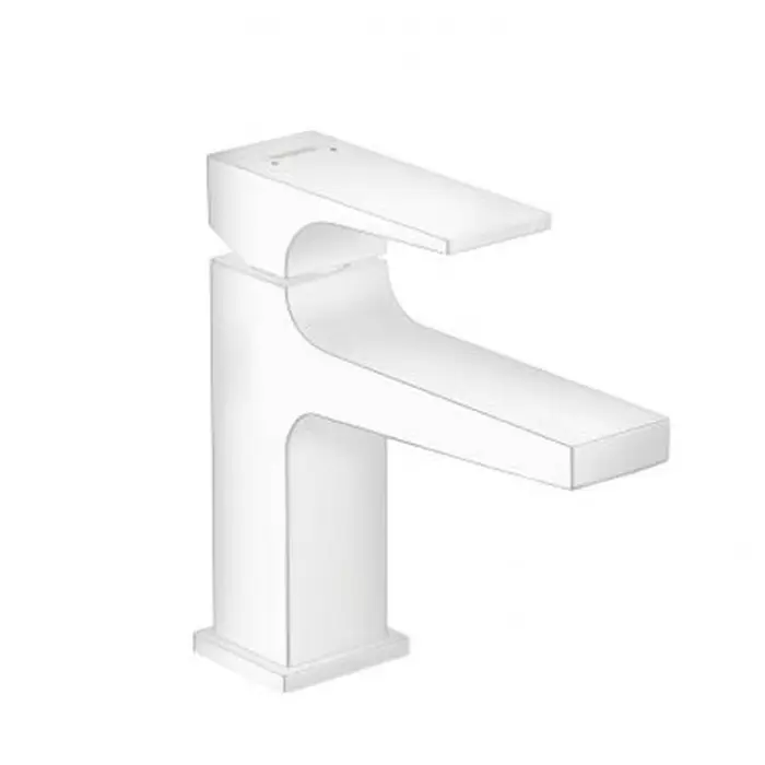 Смеситель для раковины 100, Metropol, однорычажный, с рычаговой рукояткой, со сливным клапаном Push-Open белый матовый 32500700