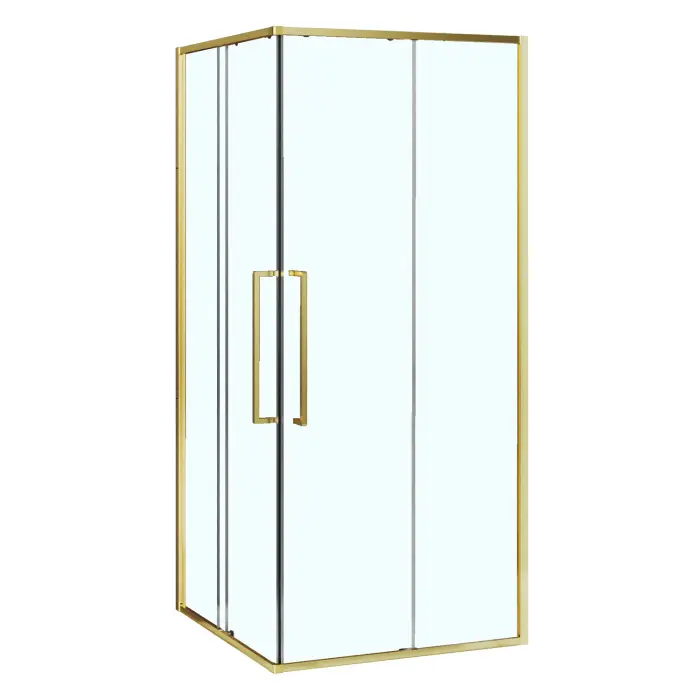 Душевое ограждение Azario SHANGHAI 1000х1000х1950 прозрачное стекло 6 мм, профиль брашированное золото (AZ-R43-100-BGL-CL)