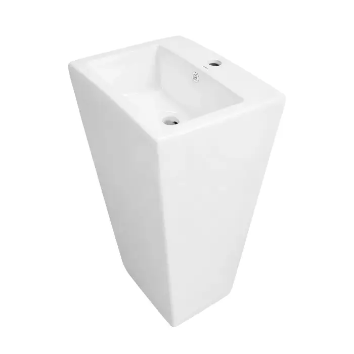 Раковина напольная AZARIO Фретта Скваер 440х380х835 отдельностоящая, прямоугольная, белый глянцевый (AZ-303)