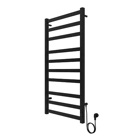 Полотенцесушитель электрический AZARIO PALERMO 500/1000 квадрат, 10 секций, диммер справа, черный (AZ83850B)