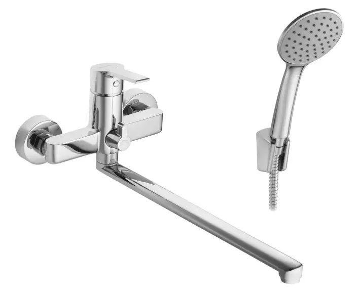 Смеситель для ванны Santek Найра длинный излив, с ручным душем, керамический картридж, хром (WH5A12001C001)