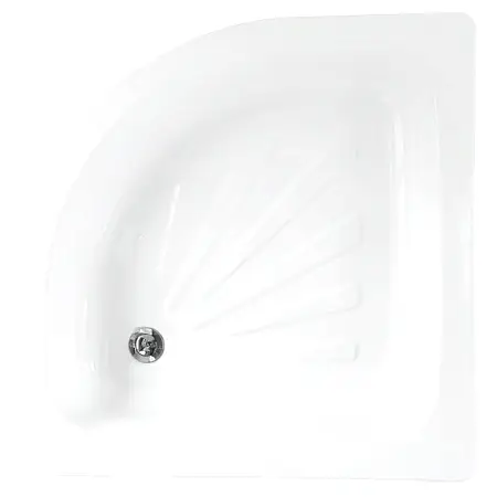 Поддон Loranto стальной, полукруглый 90х90х15 толщина стали 0,9 мм, отверстие для слива 5 см, белый (LG900C)