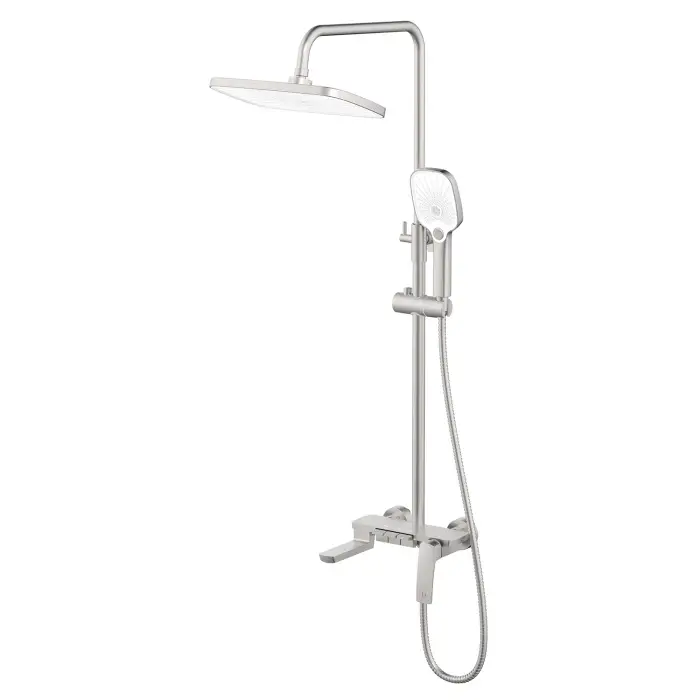 Душевая система Azario Conda с квадратным тропическим душем, керамический картридж, шланг 150 см, сатин (AZ-K2311BN)