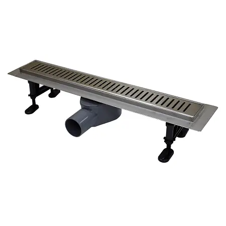 Душевой лоток AZARIO STICK 400 мм, боковой слив D50, нержавеющая сталь, перфорированная решетка (AZPP01-40 Stick)