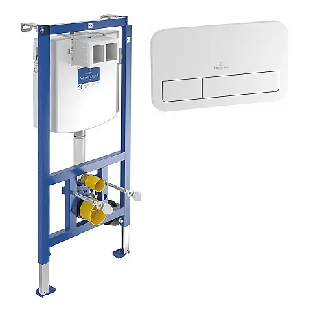 Сет: V&B Инсталляция для подвесного унитаза+ViConnect 300S Kлавиша смыва с 2 объемами, белый (92246100+92249068)