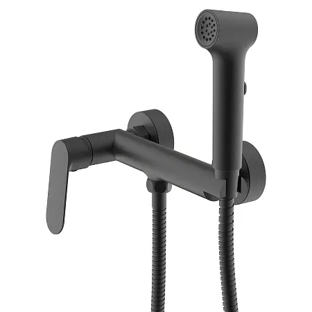 Гигиенический душ Azario Alanti со смесителем, керамический картридж, однорычажный, шланг 150 см, черный матовый (AZ-K2532B)