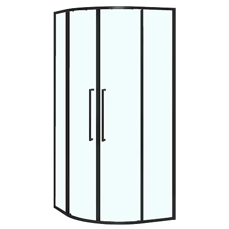 Душевое ограждение Azario SHANGHAI 1000х1000х1950 четверть круга, прозрачное стекло 6 мм, профиль черный матовый (AZ-S43-100-MB-CL)