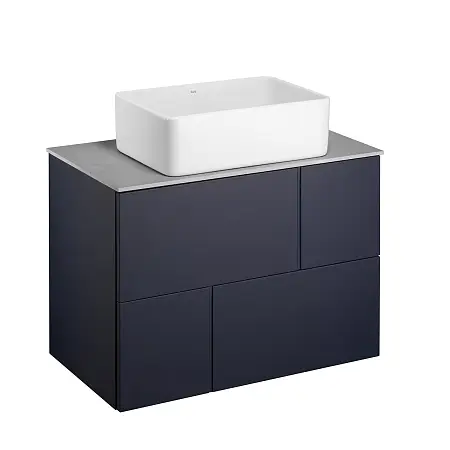 Тумба под раковину Roca Luna 80, подвесная, 2 ящика, синий матовый (Z.RU93.0.776.7)