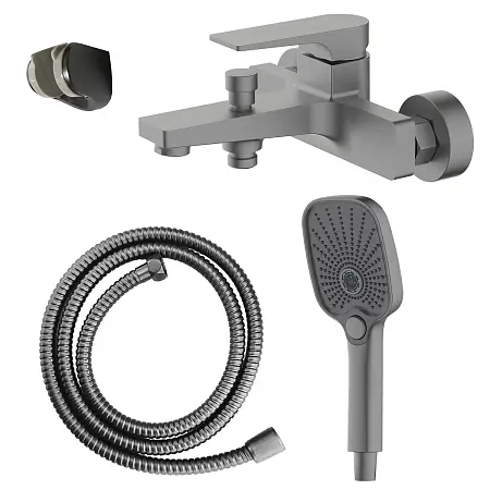 Смеситель для ванны Azario Arida керамический картридж, с ручным душем, шланг 150 см, графит (AZ-K3054GR)