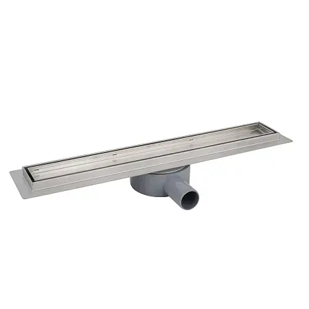 Душевой лоток AZARIO 600 мм, D40(50), решетка из нержавеющей стали "под плитку", металлический желоб, поворот 360°, комбинированный затвор (AZT3TILE600)