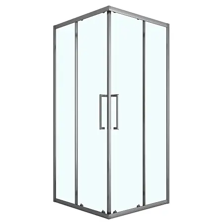 Душевое ограждение Loranto 100x100x190 раздвижная дверь, прозрачное стекло 6 мм, профиль серый матовый (CS-AB01GG-100)