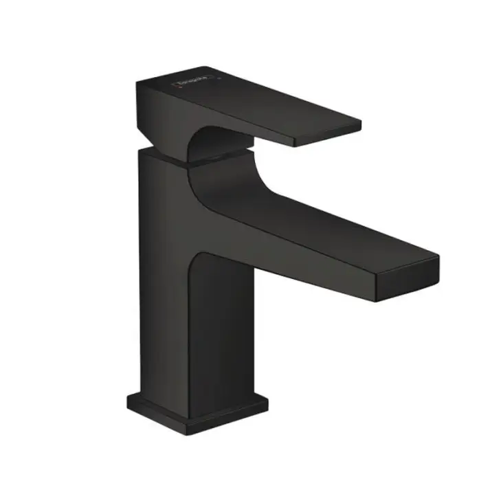Смеситель для раковины 100, Metropol, однорычажный, с рычаговой рукояткой, со сливным клапаном Push-Open  черный матовый 32500670