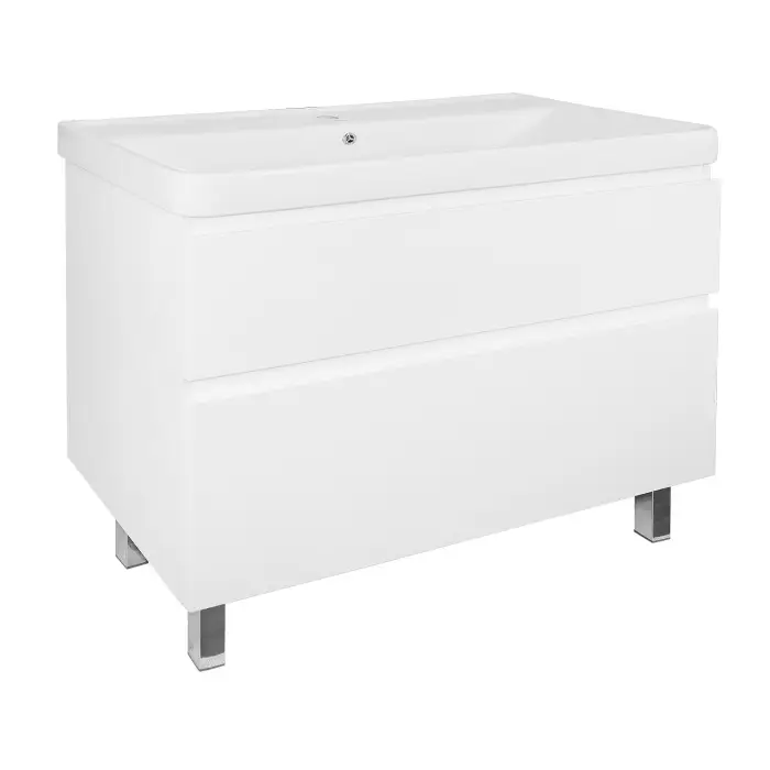 Комплект Тумба Azario Мила 100 Н 1000х470х860 напольная, с раковиной Monte 100, белый (CS00089954)