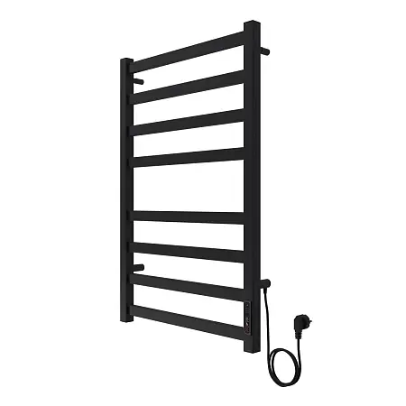 Полотенцесушитель электрический AZARIO PALERMO 500/800 квадрат, 8 секций, диммер справа, черный (AZ83858B)
